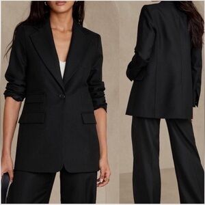 Banana Republic Black 100% Wool Blazer Size 16 Tall